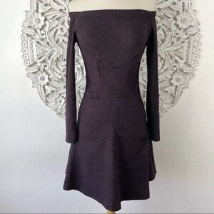 {Reiss} Tinsel Bardot-Neck Jacquard Fit And Flare Dress, Berry, Size 4, NWT